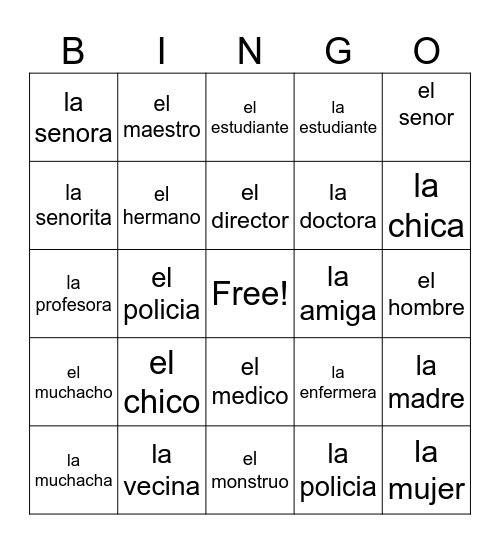 Las Personas Bingo Card