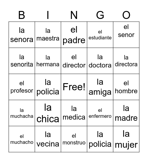 Las Personas Bingo Card