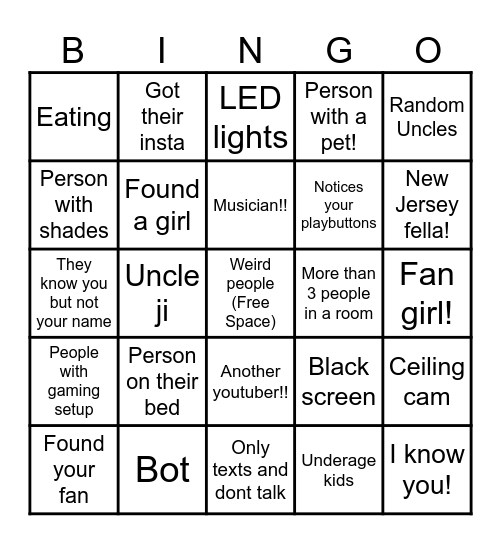 Omegle Bingo Card