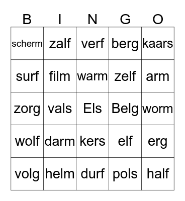 2 letters achteraan 2 Bingo Card