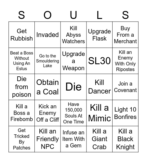 DANK SOULS 3 Bingo Card