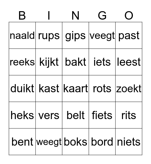 2 letters achteraan 2 Bingo Card
