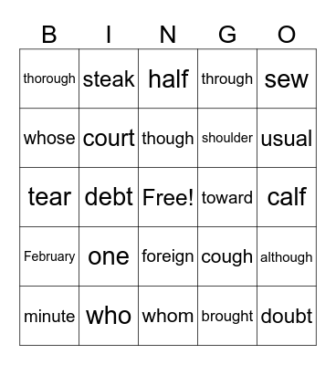 Jaguars Bingo Card