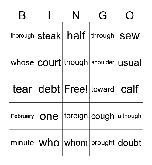 Jaguars Bingo Card