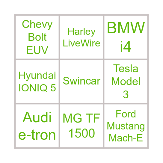 NDEW 2023 EV BINGO Card