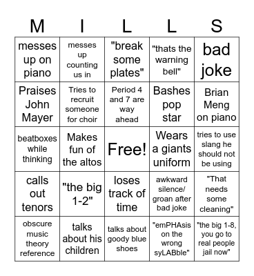 TMills bingo Card
