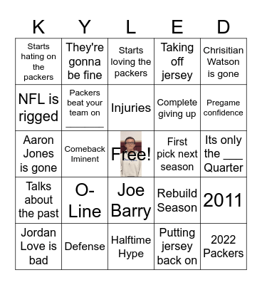 Kyle D Excuses Bingo Card