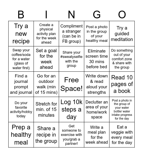 FALLING INTO WELLNESS BINGO Card