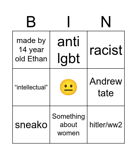 gigachad right wing alpha male bingo (yt) Bingo Card