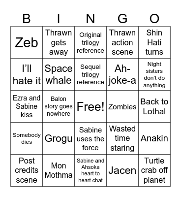 Ahsoka Finale Bingo Card