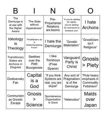 Nuriskian Bingo Card