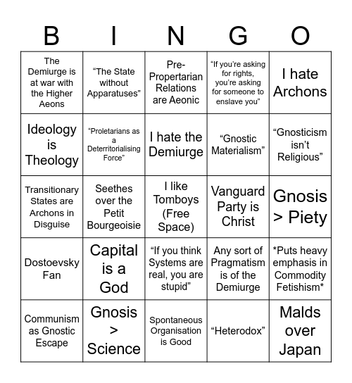 Nuriskian Bingo Card