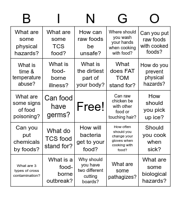 Food-Safety Bingo!! Bingo Card