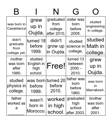 Find someone who... Bingo Card