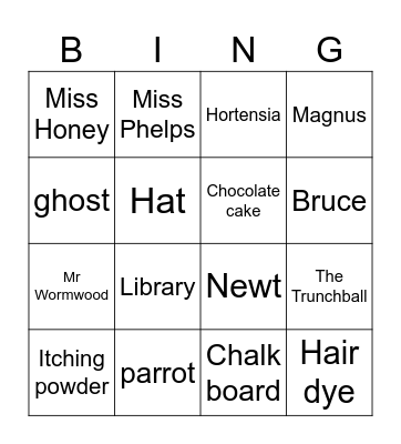 Matilda Bingo Card