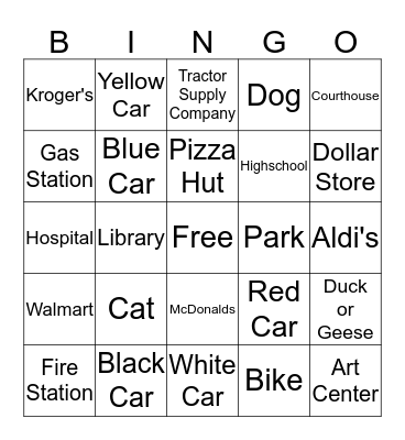 Bus  Bingo Card