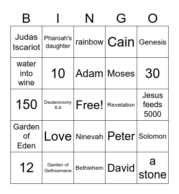 Bible Bingo Card