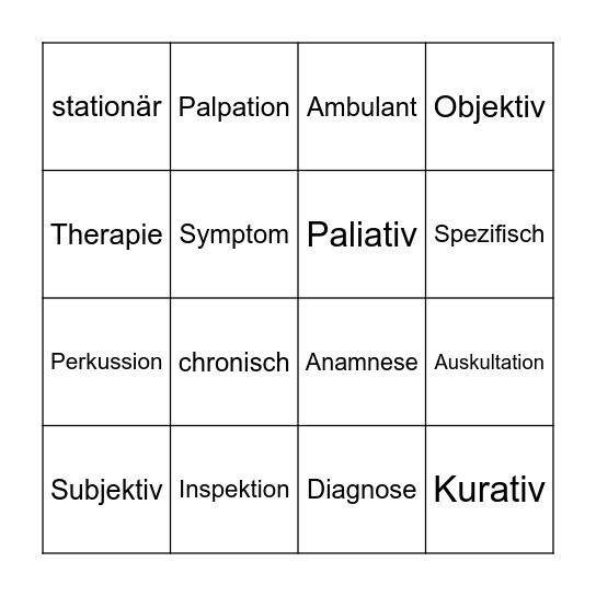 Fachbegriffe Bingo Card