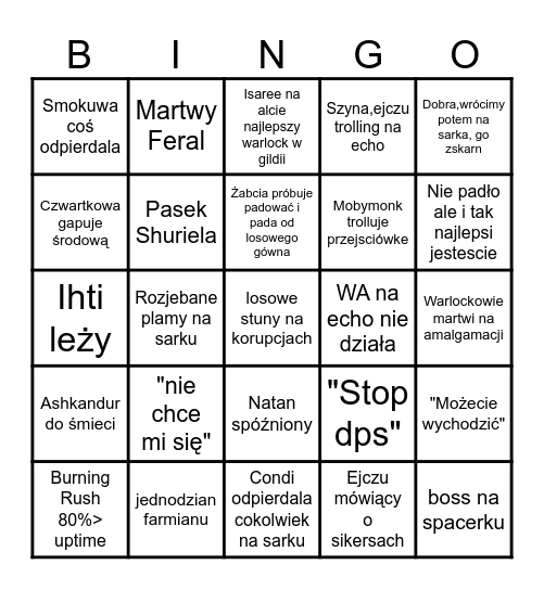 Mityczne Splity Mental Exiles Bingo Card