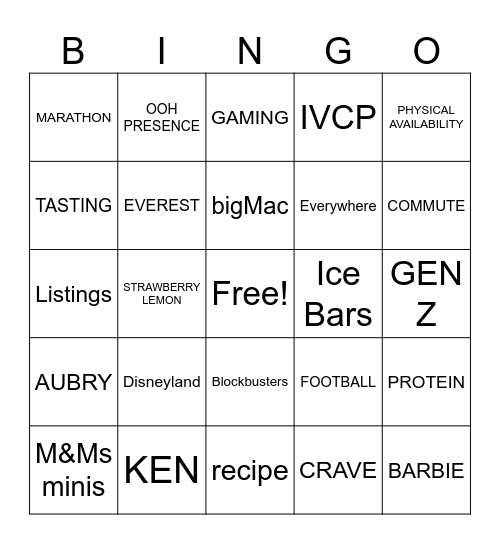 Speedboat Day Confectionery Bingo Card
