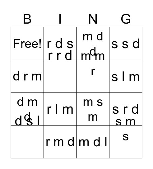 Spot the Tune Bingo Card