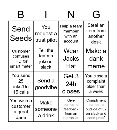 L2 Bingo! Bingo Card