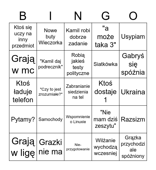 Bingo typ od sieci Bingo Card