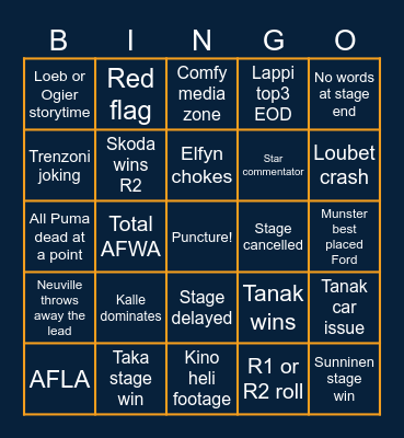 2023 Rally Chile Bingo Card