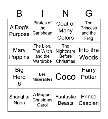 FAVORITE FILMS Bingo Card
