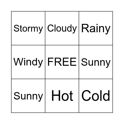 Weather Word Bingo Card