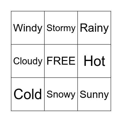 Weather Word Bingo Card