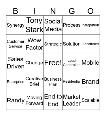 Marketing Bingo Card