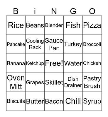 Foods & Utensils Bingo Card