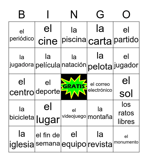Cap 4 - Vocabulario Bingo Card