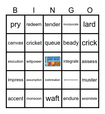 Save Me A Seat Vocab Bingo Card