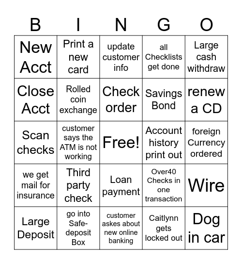 Williamstown Mo Bingo Card