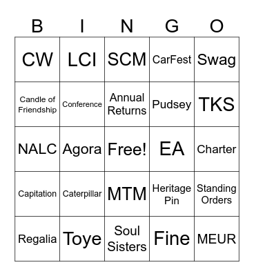 Bingo Lingo Bingo Card