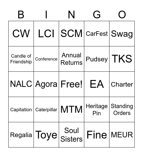 Bingo Lingo Bingo Card