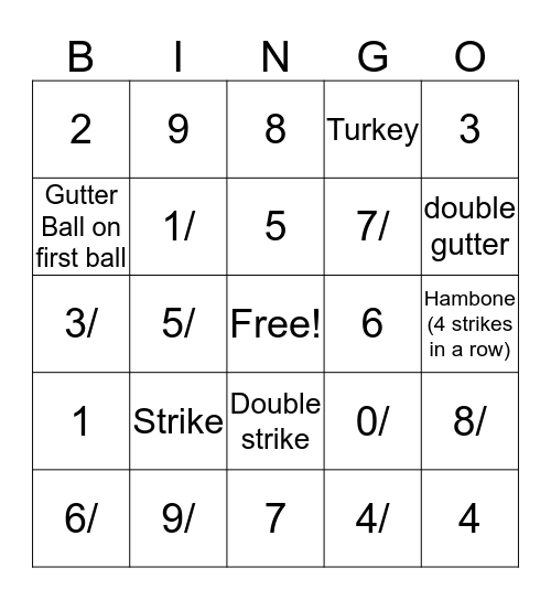 Bowling Bingo Card