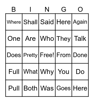 Trick word bingo Card