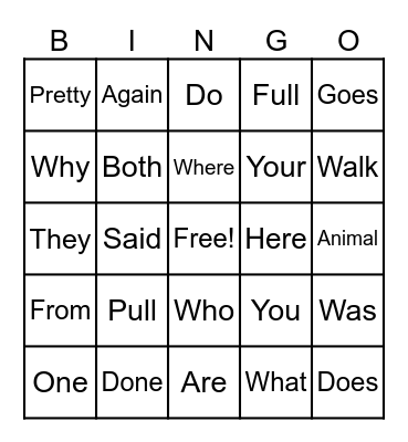 Trick word bingo Card