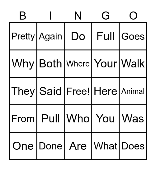 Trick word bingo Card