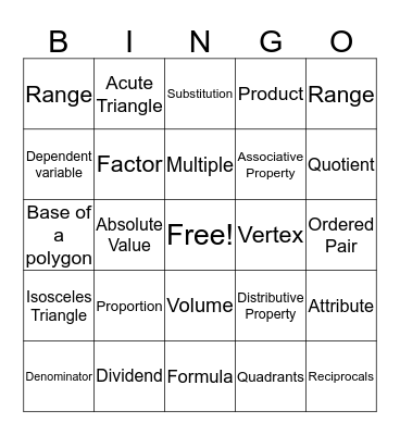 PSSA Math Bingo Card