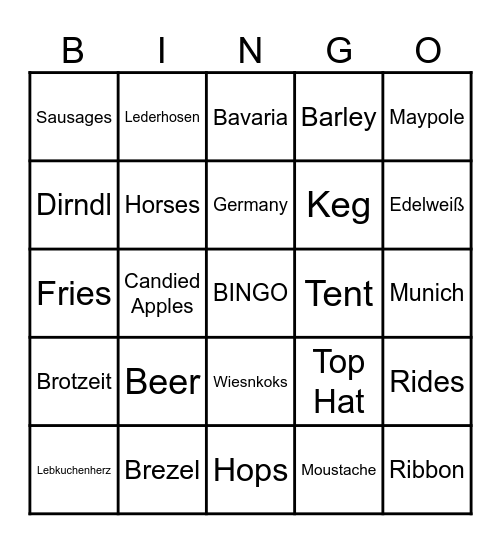 Oktoberfest 2023 Bingo Card