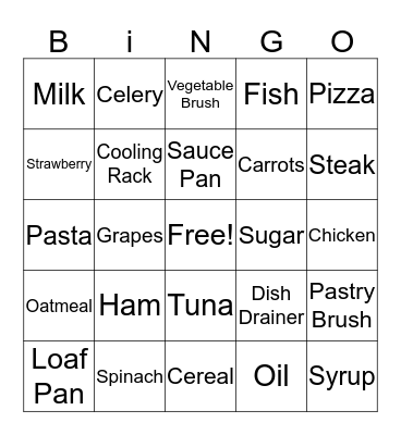 Foods & Utensils Bingo Card