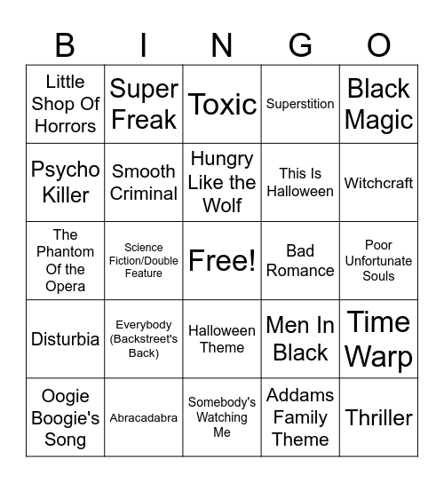 RET Halloween Bingo Card