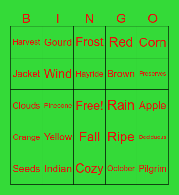 Fall Bingo Card