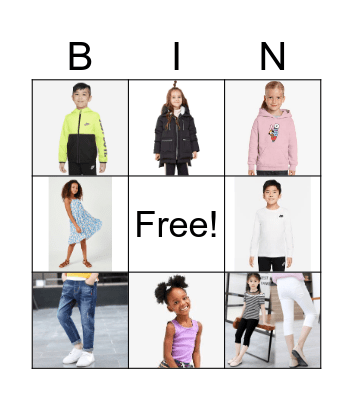 Clothes Bingo Card