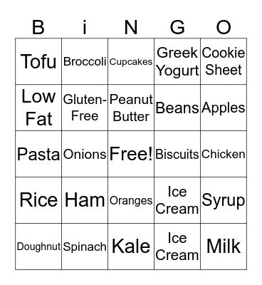 Foods & Utensils Bingo Card