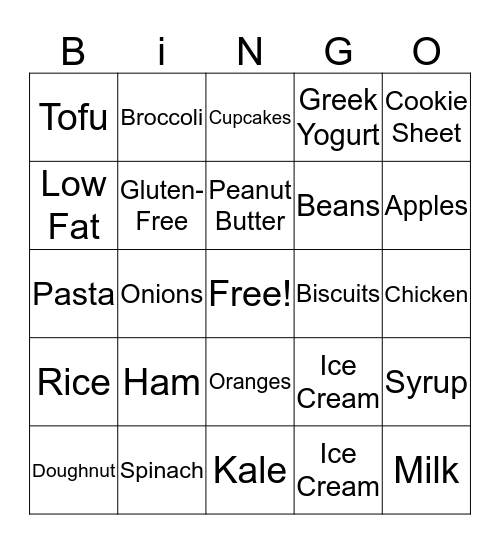 Foods & Utensils Bingo Card